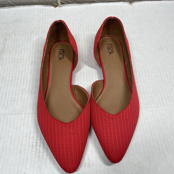 Nordstrom Rack Lava Red Pointed Toe Half d'Orsay SKYLAR Ballet‎ Flats Womens 9 - Picture 2 of 6